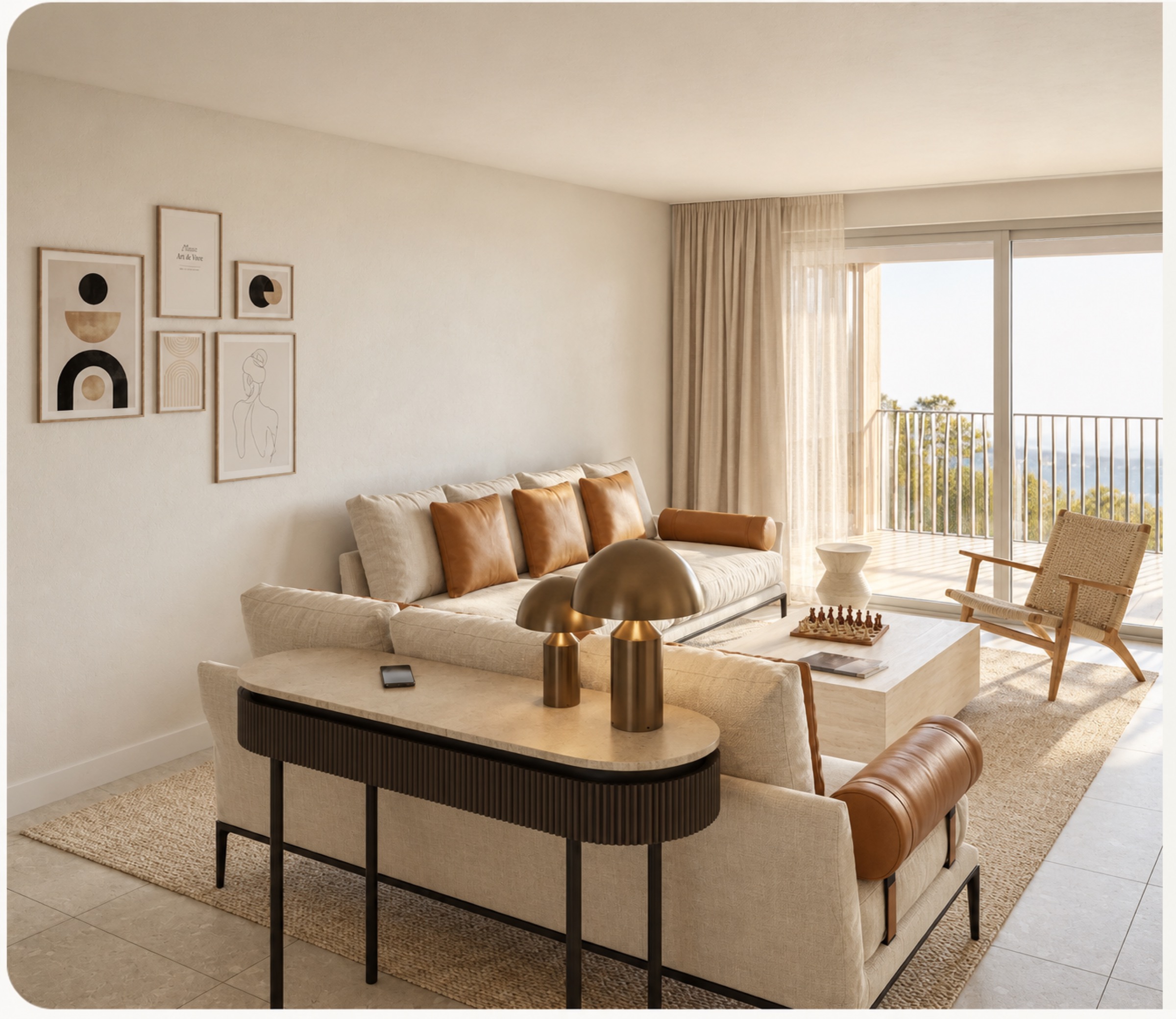 Intérieur lumineux d’un appartement aux Portes du Lac